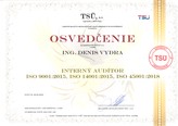 Interný audítor ISO 9001:2015 , ISO 14001:2015, ISO 45001:2018